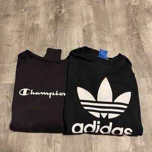 BUNDLE Women’s sweatshirts black size medium- champion and adidas